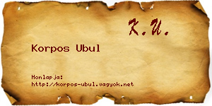 Korpos Ubul névjegykártya